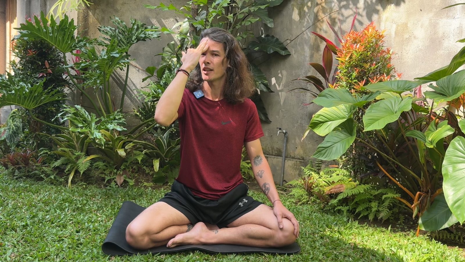 Aaron practicing nadi shodhana pranayama